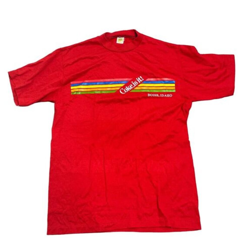 Coca Cola Large Red Coke Is It! Boise Idaho Retro Single Stitch SS Shirt‎ USA